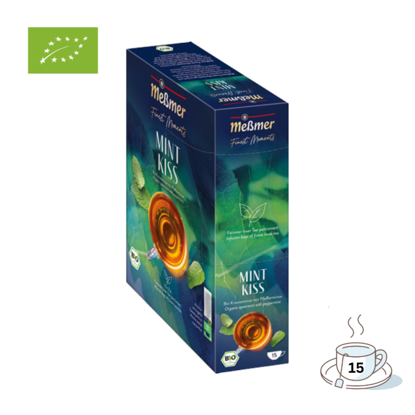 Meßmer Finest Moments Bio Mint Kiss, Kräutertee, Teebeutel im Kuvert, 2. Entnahmefach/displaytauglich, 30g